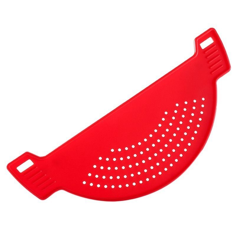 Plastic drainer, crescent shaped pot funnel, food filter board, drainage sieve with handle, suitable for pasta, vegetables, fruits, colander, kitchen utensils, pad