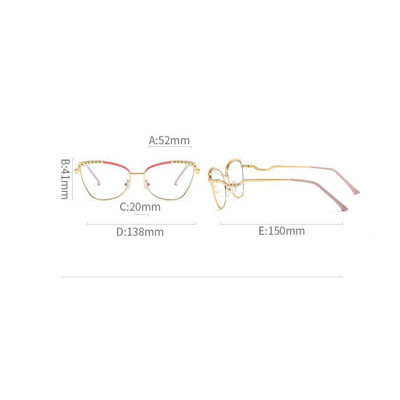 Glasses with metal frame and photochromic cat-eye shaped lenses, minimalist college style casual travel accessory for Women