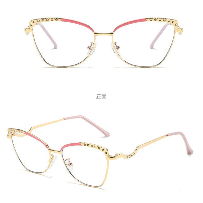 Glasses with metal frame and photochromic cat-eye shaped lenses, minimalist college style casual travel accessory for Women
