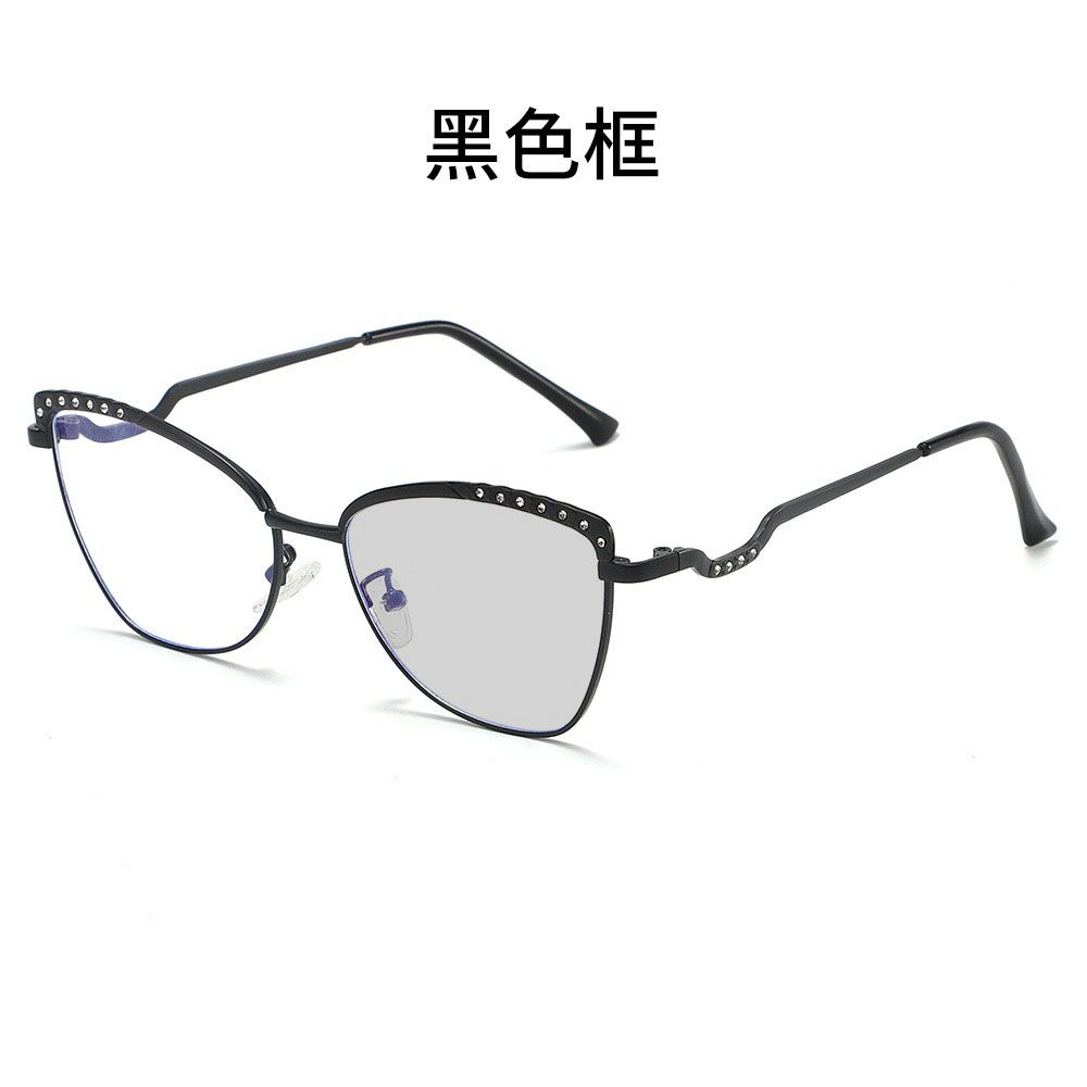 Glasses with metal frame and photochromic cat-eye shaped lenses, minimalist college style casual travel accessory for Women