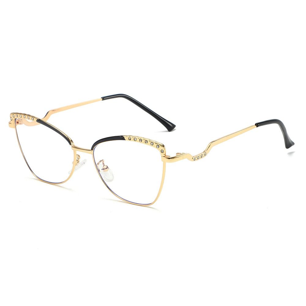 Glasses with metal frame and photochromic cat-eye shaped lenses, minimalist college style casual travel accessory for Women