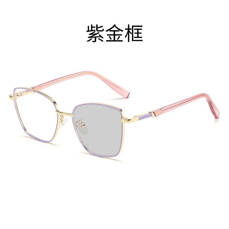 1pc Women's Photochromic Fashion Glasses with Cat Eye Metal Frame and Hollow Design Set with Diamonds, Suitable for Driving and Daily Wear