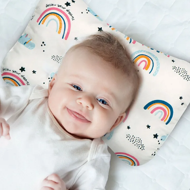Baby Toddler Infant Cotton Nursing Pillow Infant Newborn Sleep Concave Cartoon Printed Cushion Pillow Baby Support Pillow Head and Neck Support for Baby Newborn Head Pillows for Kids Toddler