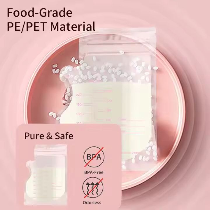 30 Pcs Breastmilk Storage Bags Breast Milk Storing Bags BPA-Free Milk Storage Bags with Pour Spout for Breastfeeding Self-Standing Bag Space Saving Flat Profile