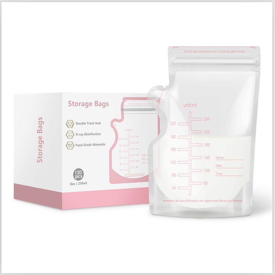 30 Pcs Breastmilk Storage Bags Breast Milk Storing Bags BPA-Free Milk Storage Bags with Pour Spout for Breastfeeding Self-Standing Bag Space Saving Flat Profile