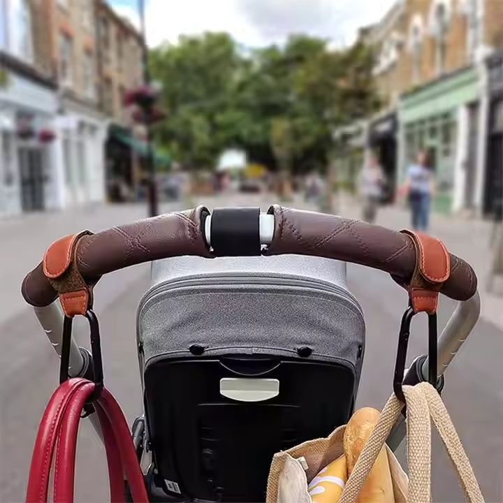 2 Pack Stroller Hooks, Stroller Straps for Diaper Bags,Adjustable Stroller Carabiner Clip,Baby Stroller Accessories for nuna,Uppababy,Bob,Hook for Bike,Scooter,Wheelchair,Walker Accessorie