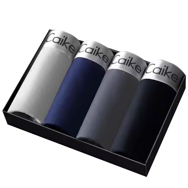 Men's Fashion Trunk Underwear 4 Pack Sexy Modal Ice Silky Boxer Briefs Trendy Men Boxer Shorts Soft Cotton Comfortable Breathable Underwear for men