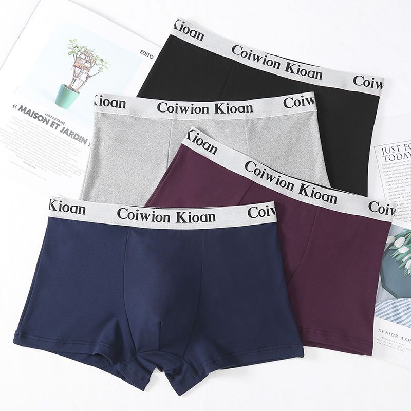 Men's Fashion Trunk Underwear 4 Pack Sexy Modal Ice Silky Boxer Briefs Trendy Men Boxer Shorts Soft Cotton Comfortable Breathable Underwear for men