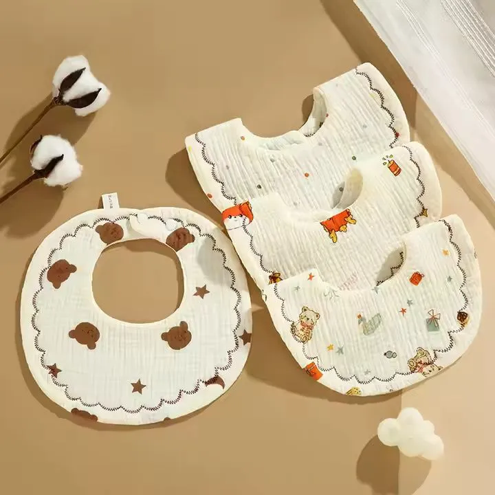 3pcs Muslin Bibs, Baby Bandana Drool Bibs for Boys Girls Newborn Infant for Drooling and Teething100% Organic Cotton for Baby Boys & Girls Baby Feeding Bibs Burp Cloth