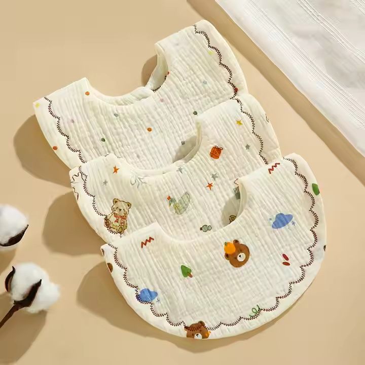 3pcs Muslin Bibs, Baby Bandana Drool Bibs for Boys Girls Newborn Infant for Drooling and Teething100% Organic Cotton for Baby Boys & Girls Baby Feeding Bibs Burp Cloth