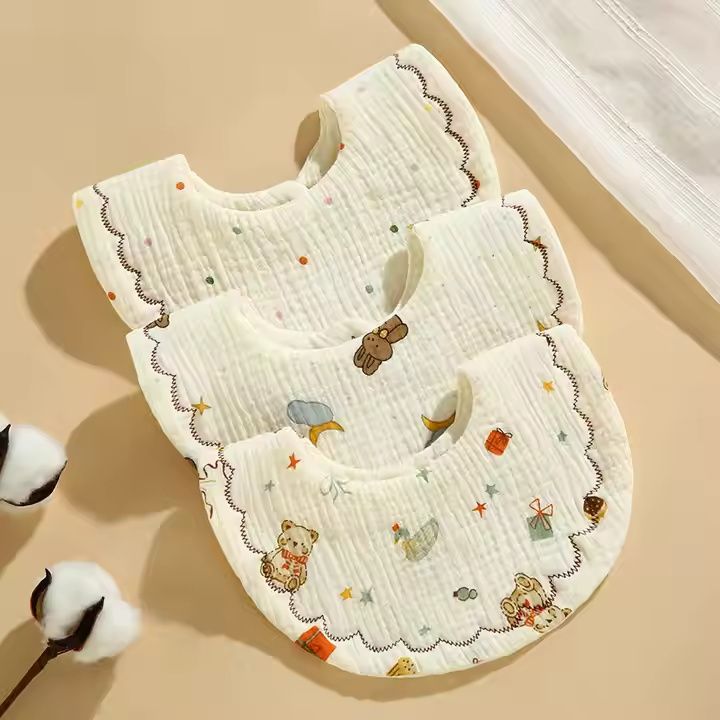 3pcs Muslin Bibs, Baby Bandana Drool Bibs for Boys Girls Newborn Infant for Drooling and Teething100% Organic Cotton for Baby Boys & Girls Baby Feeding Bibs Burp Cloth