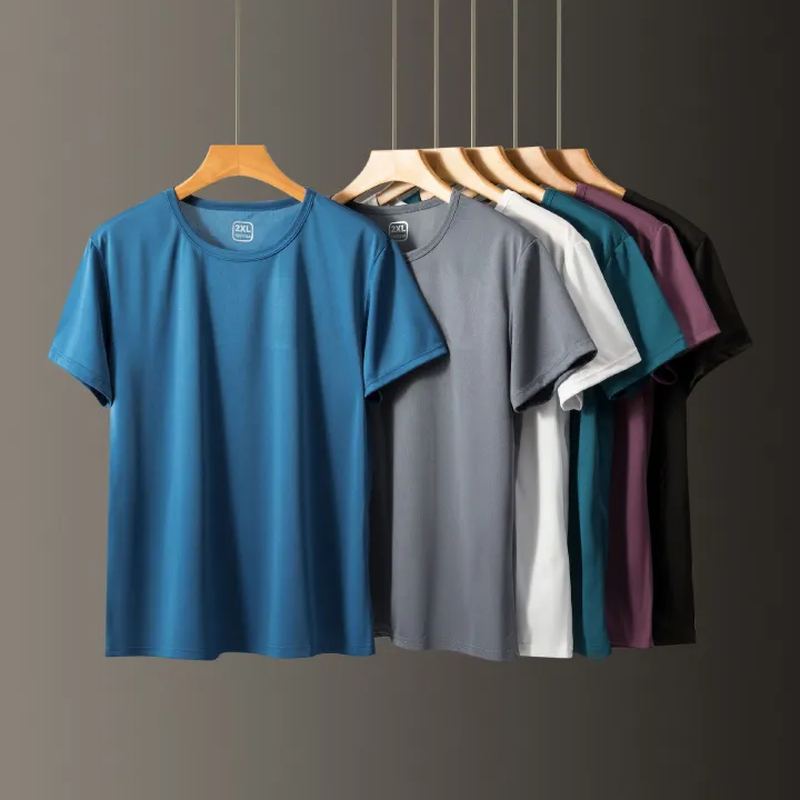 4 PCS mens T-shirt Men Polo Shirt Men Clothes Men Wear Men Suit Men Coat Short Sleeve men's clothing Dad ice silk short-sleeved T-shirt Boys thin quick-drying mesh sports fitness round neck tops