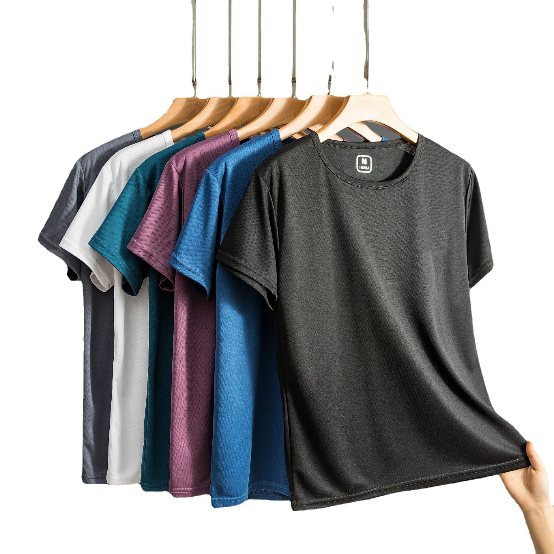 4 PCS mens T-shirt Men Polo Shirt Men Clothes Men Wear Men Suit Men Coat Short Sleeve men's clothing Dad ice silk short-sleeved T-shirt Boys thin quick-drying mesh sports fitness round neck tops