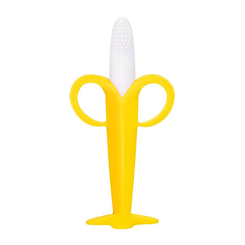 3PCS Banana Teether Soothing Pain Relief Soft Silicone Train Baby Toothbrush Teething Toys for Babies Toddlers Infants for Oral Hygiene Food Grade Can sterilized at high temperature With suction cup
