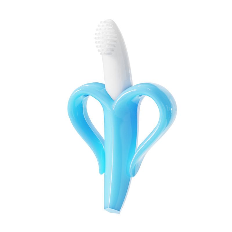 3PCS Banana Teether Soothing Pain Relief Soft Silicone Train Baby Toothbrush Teething Toys for Babies Toddlers Infants for Oral Hygiene Food Grade Can sterilized at high temperature With suction cup