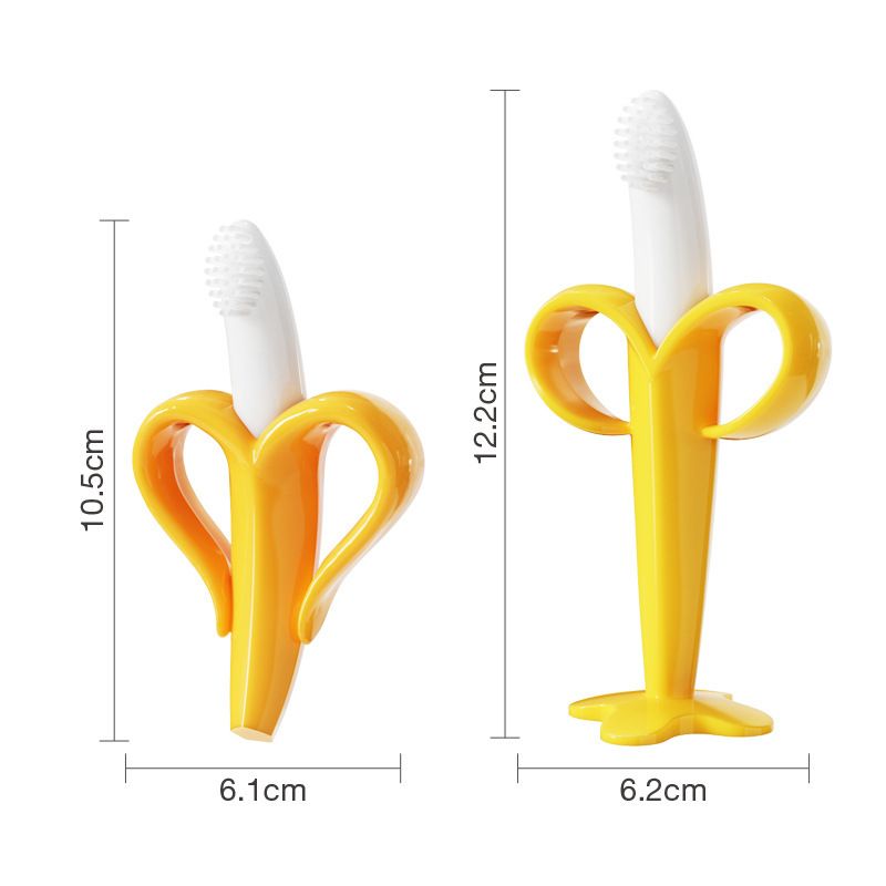 3PCS Banana Teether Soothing Pain Relief Soft Silicone Train Baby Toothbrush Teething Toys for Babies Toddlers Infants for Oral Hygiene Food Grade Can sterilized at high temperature With suction cup