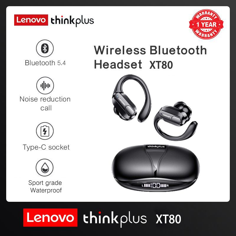 Lenovo Thinkplus XT80 Touch Bluetooth Earphones TWS Wireless Bluetooth Earphones 5.3 Noise Reduction Dual Stereo Sound Bluetooth Earphones