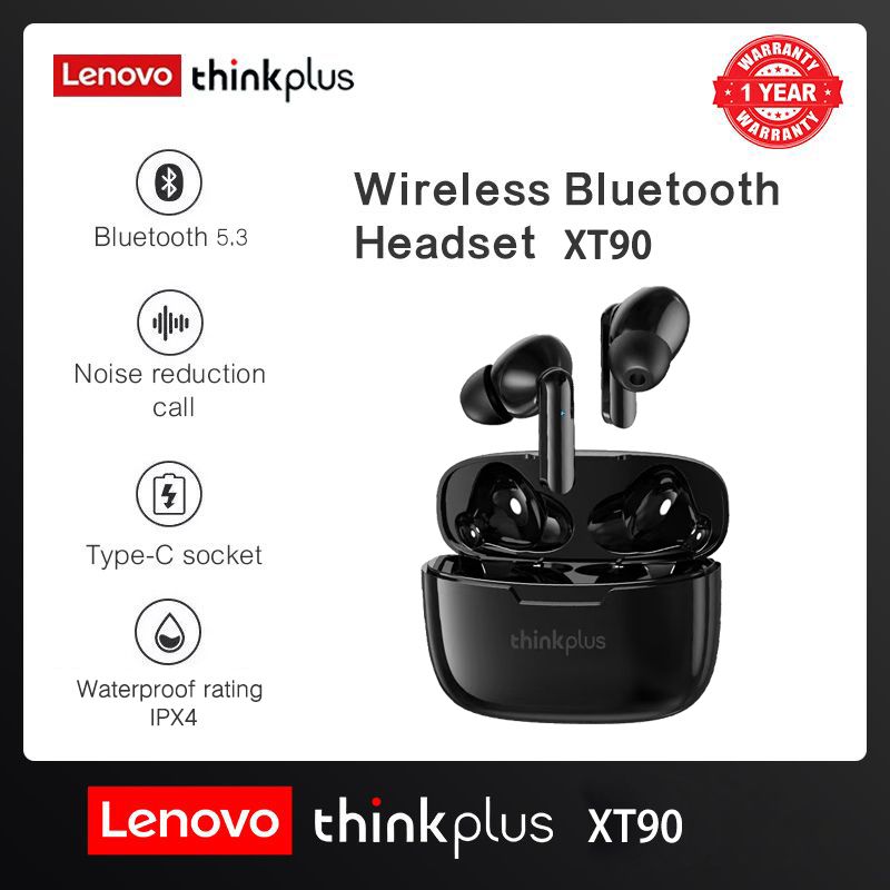 Lenovo Thinkplus XT90 Touch Bluetooth Earphones TWS Wireless Bluetooth Earphones 5.0 Noise Reduction Dual Stereo Sound Bluetooth Earphones