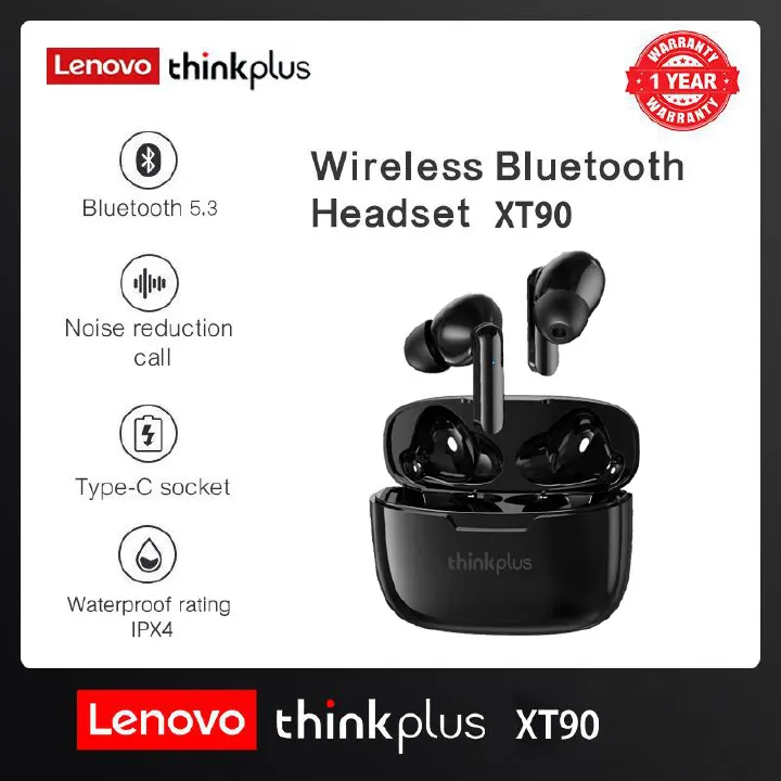 Lenovo Thinkplus XT90 Touch Bluetooth Earphones TWS Wireless Bluetooth Earphones 5.0 Noise Reduction Dual Stereo Sound Bluetooth Earphones