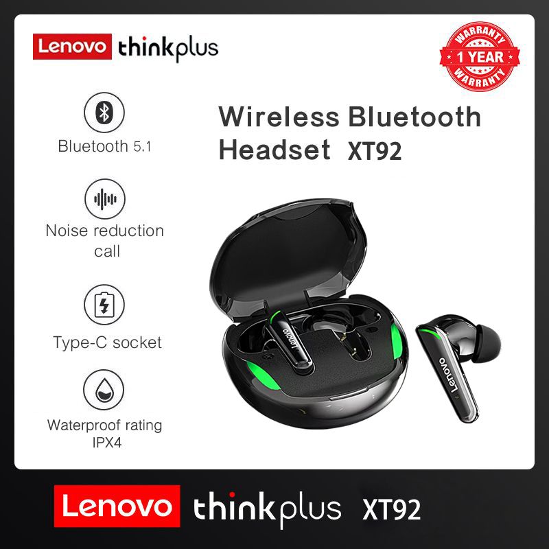 Lenovo Thinkplus XT92 Touch Bluetooth Earphones TWS Wireless Bluetooth Earphones 5.1 Noise Reduction Dual Stereo Sound Bluetooth Earphones