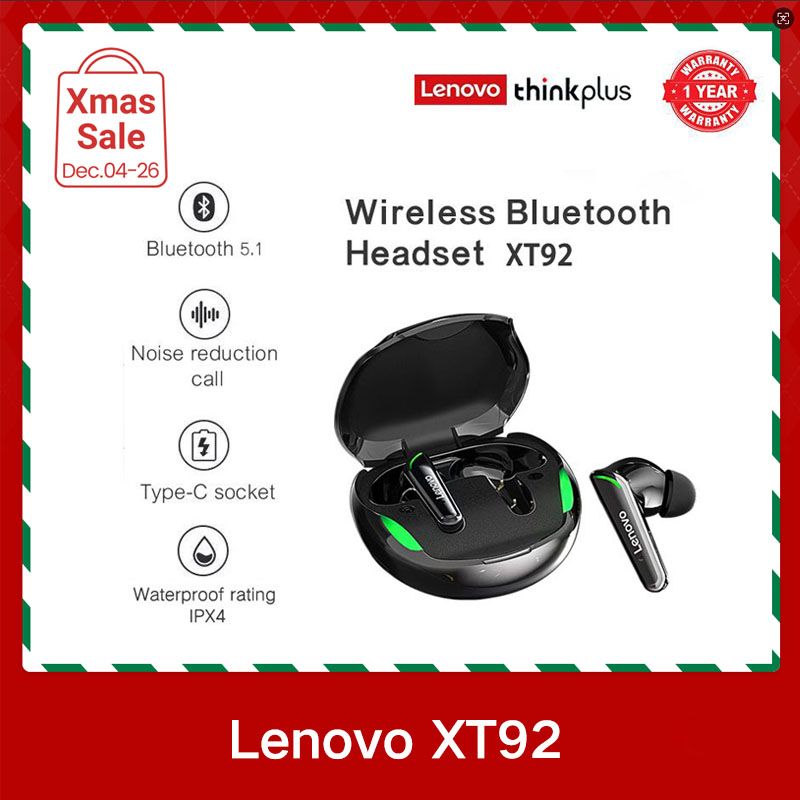 Lenovo Thinkplus XT92 Touch Earphones TWS Wireless earpods 5.1 Noise Reduction Dual Stereo Sound earbuds