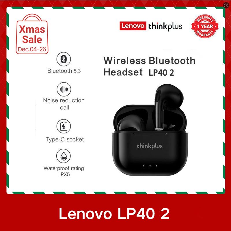 Lenovo Thinkplus LP40 second generation Touch earpods TWS Wireless earbuds 5.3 Noise Reduction Dual Stereo Sound Bluetooth