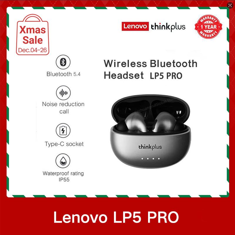 Lenovo Thinkplus LP5Pro Touch Earphones TWS Wireless earpods 5.4 Noise Reduction Dual Stereo Sound earbuds