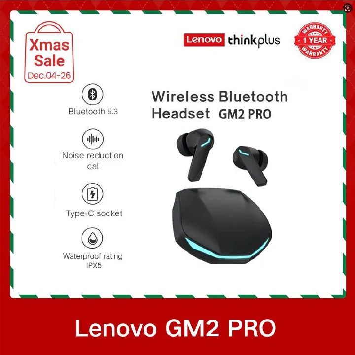 Lenovo Thinkplus GM2Pro Touch Earphones TWS Wireless earpods 5.3 Noise Reduction Dual Stereo Sound earbuds