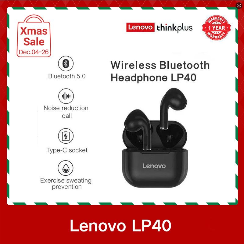 Lenovo Thinkplus LP40 Earphones TWS Wireless earpods 5.0 earbuds Sports Noise Reduction Waterproof Wireless Bluetooth