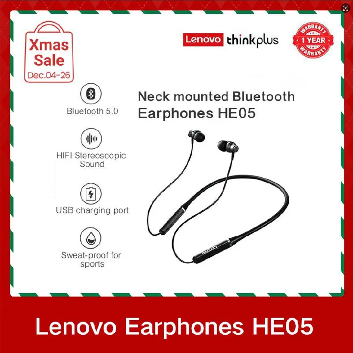 Lenovo ThinkPlus HE05 neck hanging earphones magnetic suction running waterproof TWS wireless earbuds