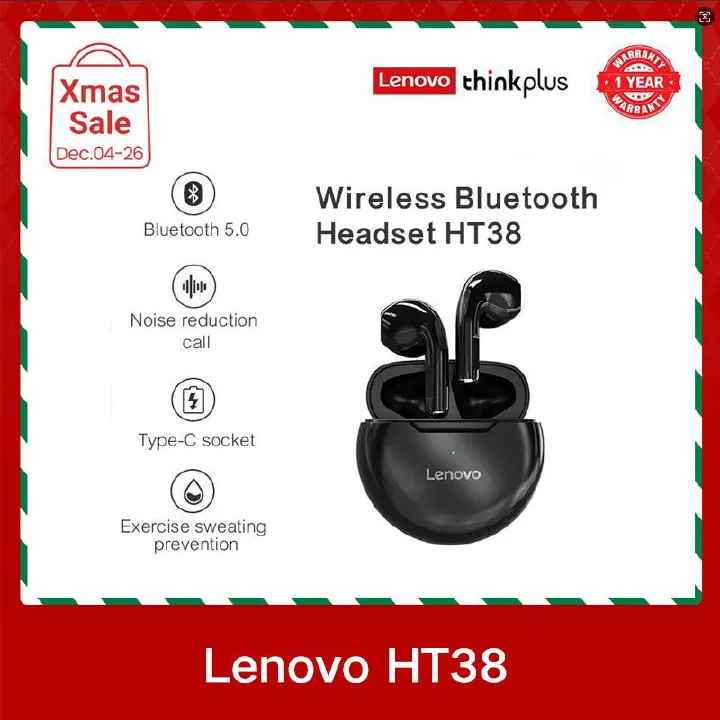 Lenovo Thinkplus HT38 Earphones TWS Wireless earpods Sports Noise Reduction Waterproof Wireless earbuds