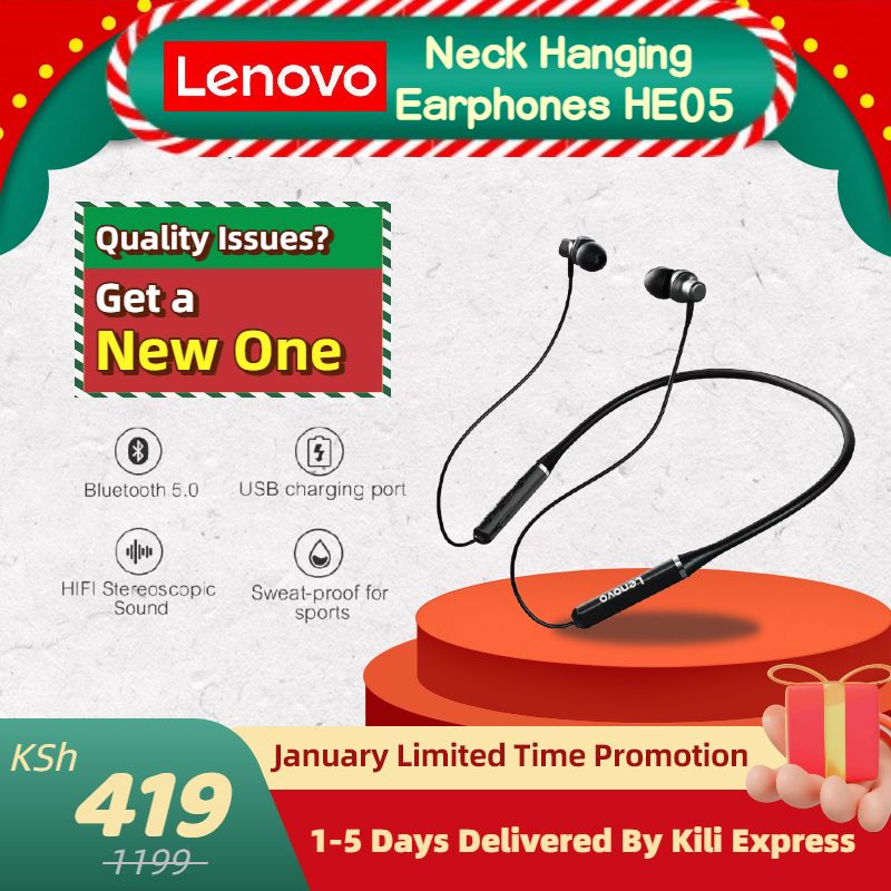 Lenovo ThinkPlus HE05 neck hanging earphones magnetic suction running waterproof TWS wireless earbuds