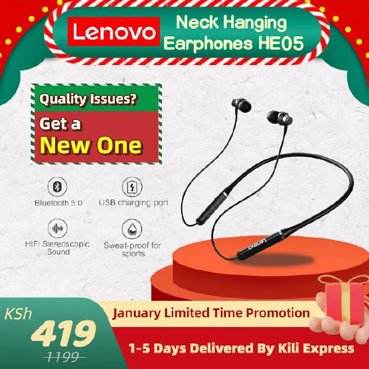 Lenovo ThinkPlus HE05 neck hanging earphones magnetic suction running waterproof TWS wireless earbuds