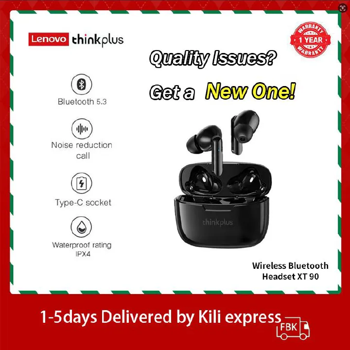 Lenovo Thinkplus XT90 Touch Earphones TWS Wireless earpods 5.0 Noise Reduction Dual Stereo Sound headphone