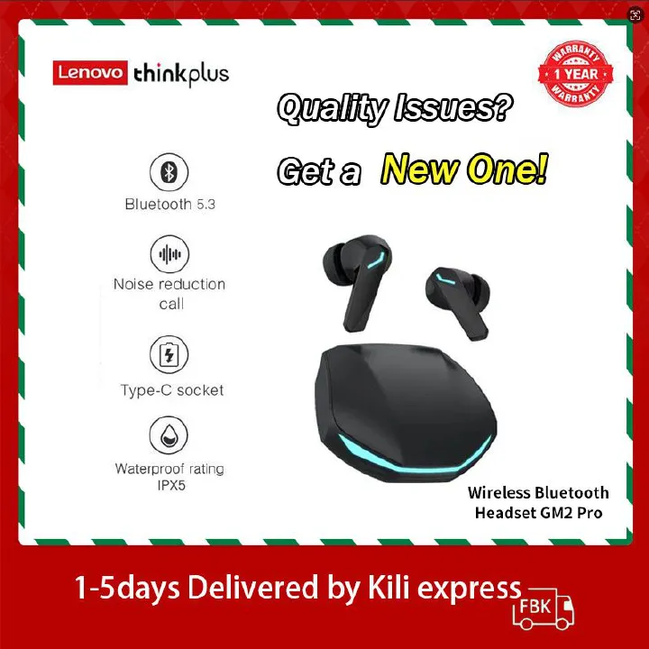 Lenovo Thinkplus GM2Pro Touch Earphones TWS Wireless earpods 5.3 Noise Reduction Dual Stereo Sound headphone