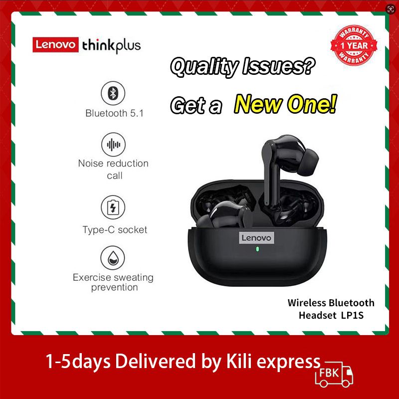 Lenovo Thinkplus LP1S Touch Earphones TWS Wireless earpods 5.0 Noise Reduction Dual Stereo Sound headphone