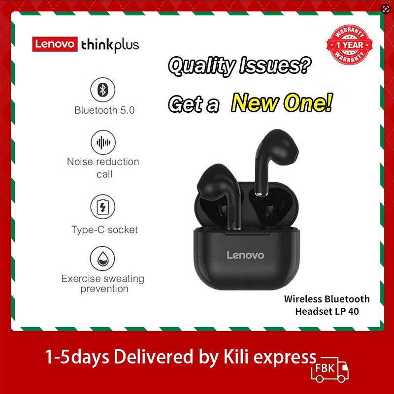 Lenovo Thinkplus LP40 Earphones TWS Wireless earpods 5.0 earbuds Sports Noise Reduction Waterproof Wireless Bluetooth headphone