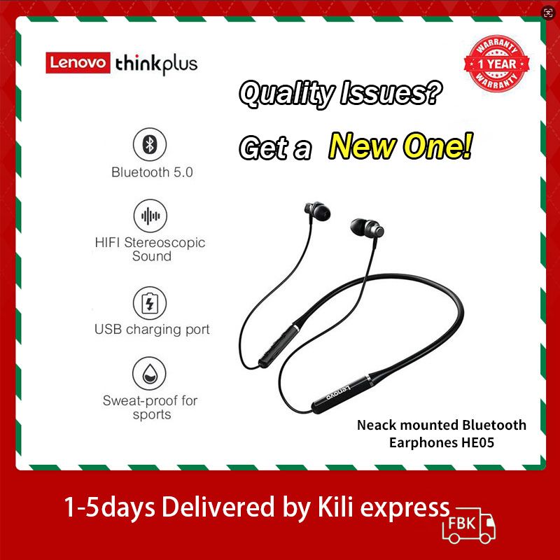 Lenovo ThinkPlus HE05 neck hanging earphones magnetic suction running waterproof TWS wireless headphone