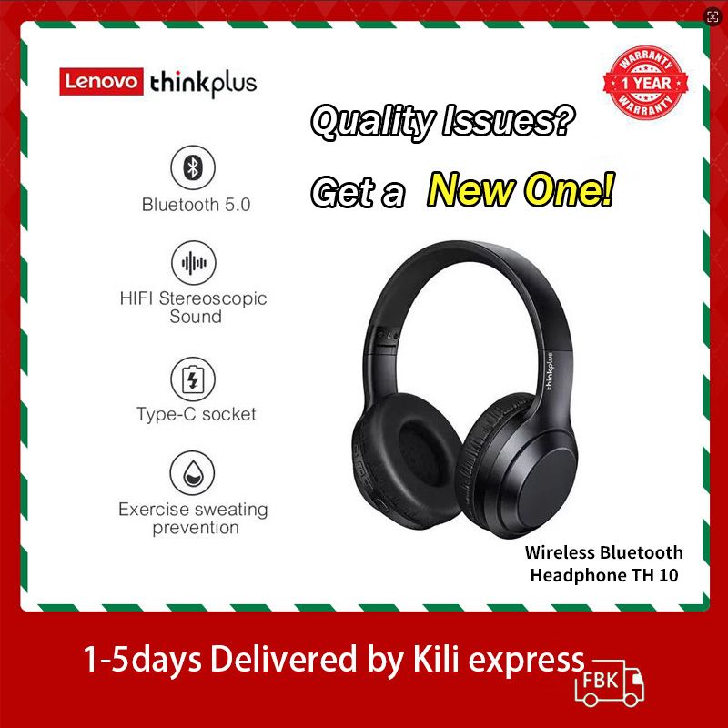 Lenovo Thinkplus TH10 Head mounted Wireless Earphones for Music 9D Surround Sound and Microphone 3.5MM Assist Smartphones IOS and Android headphone
