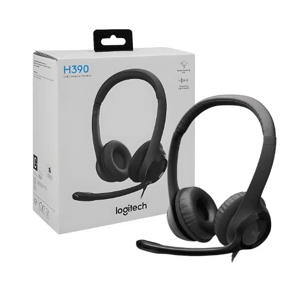 Logitech H390 USB Headset with Noise Canceling Microphone and In-Line Controls for Clear Audio During Calls, Meeting,s and Online Communication