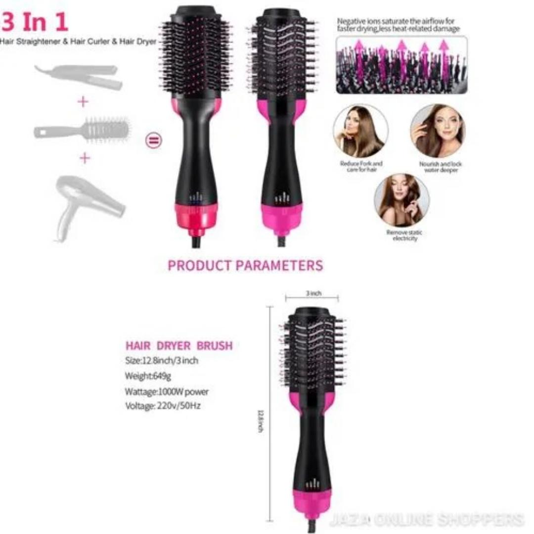 Electric hair straightener brush / dryer One Step Hair Dryer and Volumizer, Hot Air Brush, 3 in 1 Styling Styler, Straightener Minimized Heat Damage For Women & Men, Machine Brush Electric