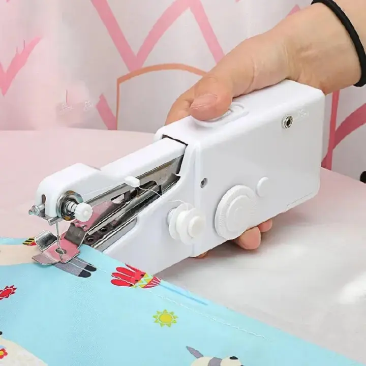 Mini Portable Hand Sewing Machine Quick Handy Stitch Sew Needlework Cordless Clothes Fabrics Household Electric Sewing Machine Handy StiTch Needles Work