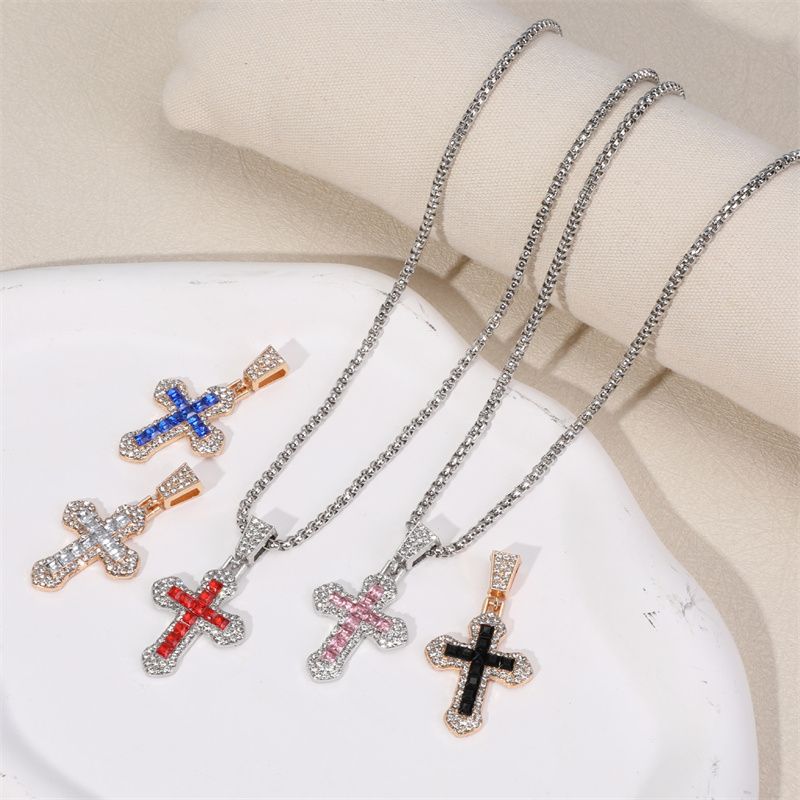 2025 3-Piece Hip-Hop Jewelry Set:Rhinestone Cuban Link Bracelet + Titanium Cross Pendant Necklace & Quartz Calendar Ice Watch Men's Streetwear Essentials (Gift-Ready Unisex Rapper Accessories)