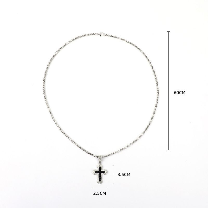 2025 3-Piece Hip-Hop Jewelry Set:Rhinestone Cuban Link Bracelet + Titanium Cross Pendant Necklace & Quartz Calendar Ice Watch Men's Streetwear Essentials (Gift-Ready Unisex Rapper Accessories)
