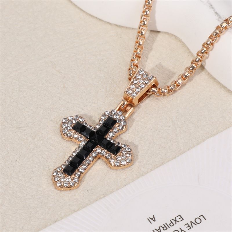 2025 3-Piece Hip-Hop Jewelry Set:Rhinestone Cuban Link Bracelet + Titanium Cross Pendant Necklace & Quartz Calendar Ice Watch Men's Streetwear Essentials (Gift-Ready Unisex Rapper Accessories)