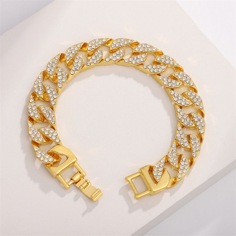 2025 3-Piece Hip-Hop Jewelry Set:Rhinestone Cuban Link Bracelet + Titanium Cross Pendant Necklace & Quartz Calendar Ice Watch Men's Streetwear Essentials (Gift-Ready Unisex Rapper Accessories)