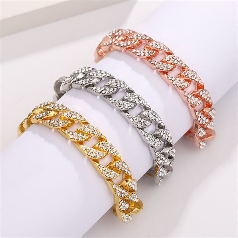2025 3-Piece Hip-Hop Jewelry Set:Rhinestone Cuban Link Bracelet + Titanium Cross Pendant Necklace & Quartz Calendar Ice Watch Men's Streetwear Essentials (Gift-Ready Unisex Rapper Accessories)