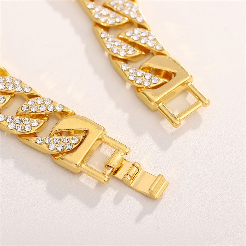 2025 3-Piece Hip-Hop Jewelry Set:Rhinestone Cuban Link Bracelet + Titanium Cross Pendant Necklace & Quartz Calendar Ice Watch Men's Streetwear Essentials (Gift-Ready Unisex Rapper Accessories)