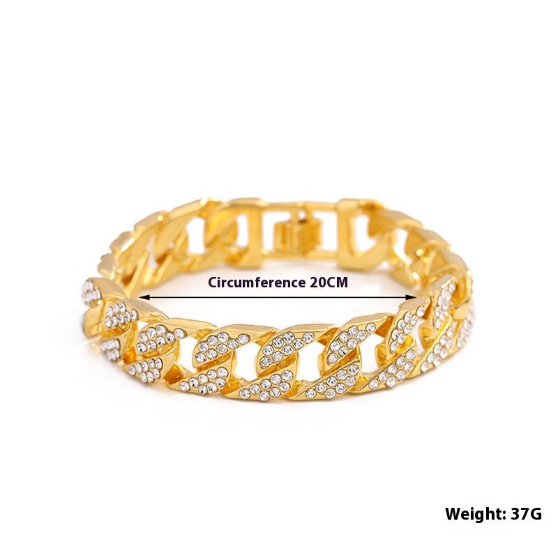 2025 3-Piece Hip-Hop Jewelry Set:Rhinestone Cuban Link Bracelet + Titanium Cross Pendant Necklace & Quartz Calendar Ice Watch Men's Streetwear Essentials (Gift-Ready Unisex Rapper Accessories)