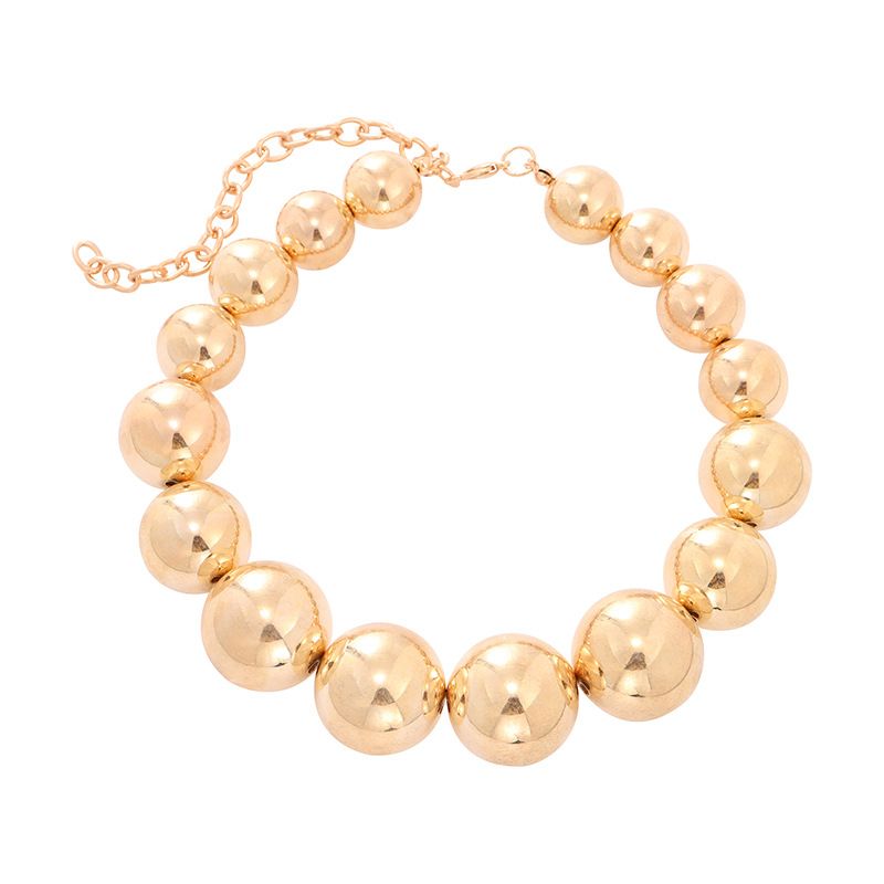 New Fashion Punk Oversize Bead Choker Necklace - Heart Pendant with pearl Geometric Layered Collarbone Chain for Women Y2K Gothic Adjustable Collar Jewelry with Alloy Beads